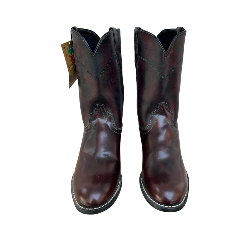 Vintage NWT Laredo #6908 Men’s Black Leather Cherry Roper Western Boots SZ. 9.5 - Picture 3 of 8